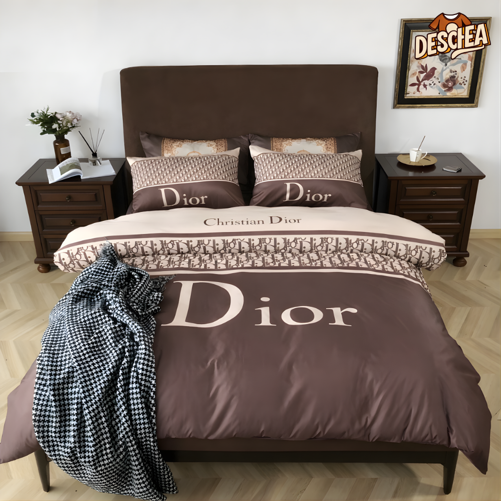 Christian Dior Logo Luxury Brand Model 13 Bedding Set Home Decoration Bedding Sets