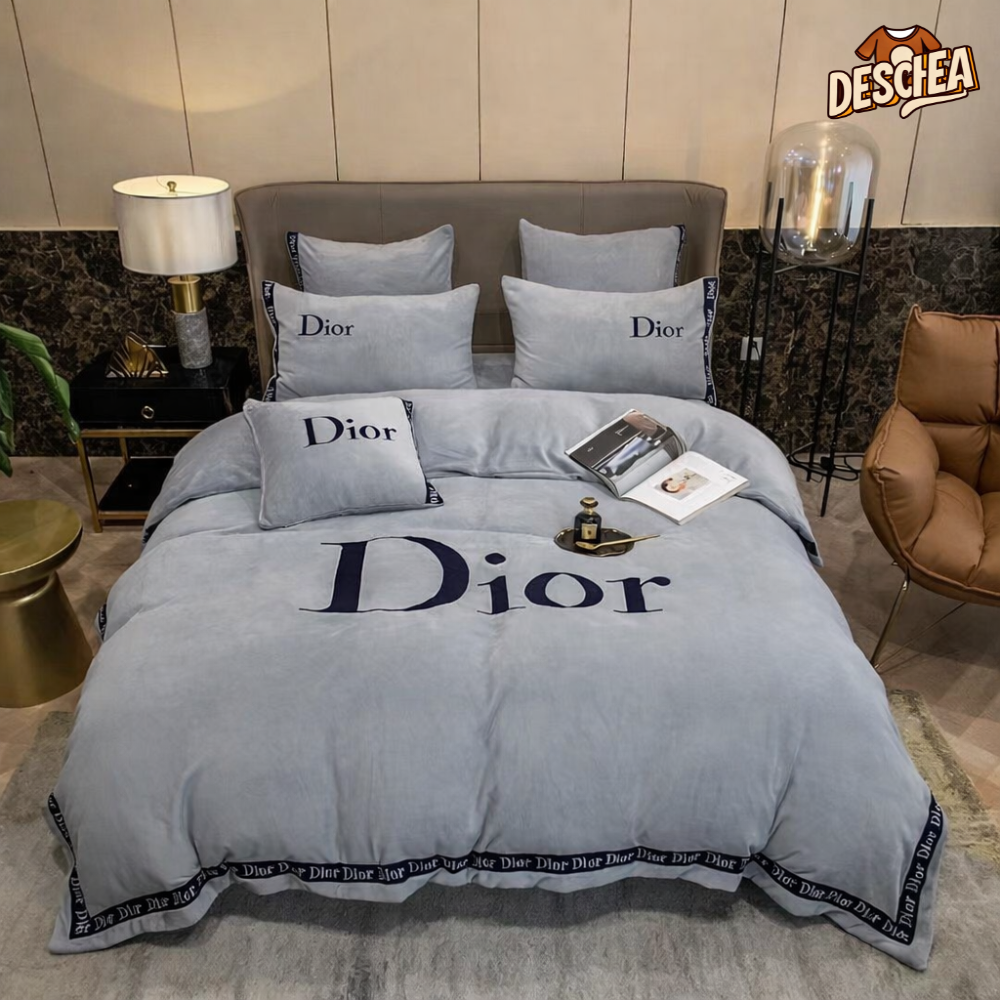 Christian Dior Logo Luxury Brand Model 6 Bedding Set Home Decoration Bedding Sets
