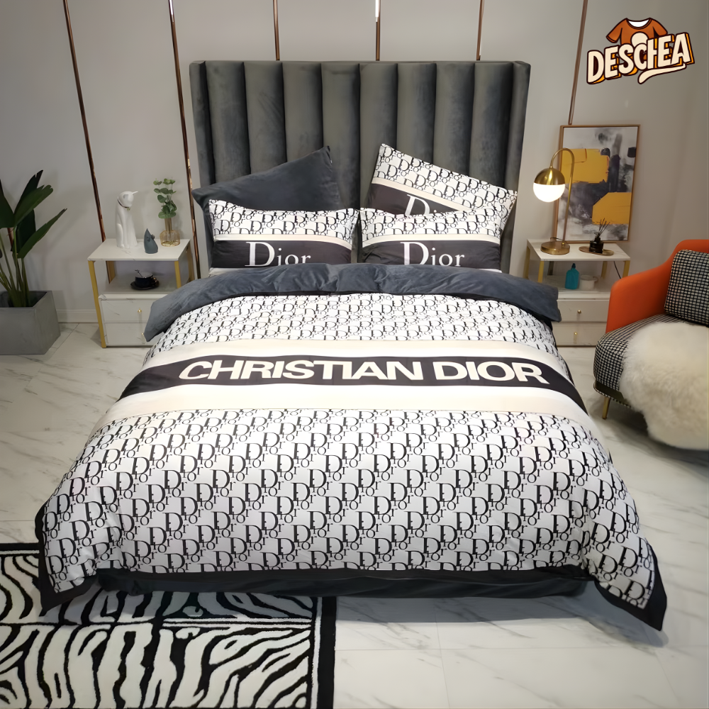 Christian Dior Logo Luxury Brand Model 9 Bedding Set Home Decoration Bedding Sets