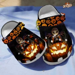Funny Jack Skeleton Angry Pumpkin Halloween Crocs