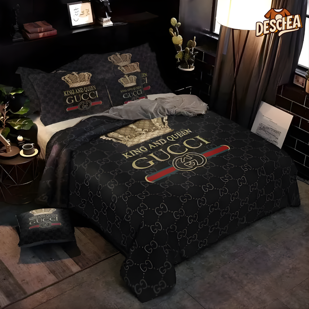Gucci King And Queen Luxury Brand High-End Bedding Sets, For Home Best Luxury Bedding Sets