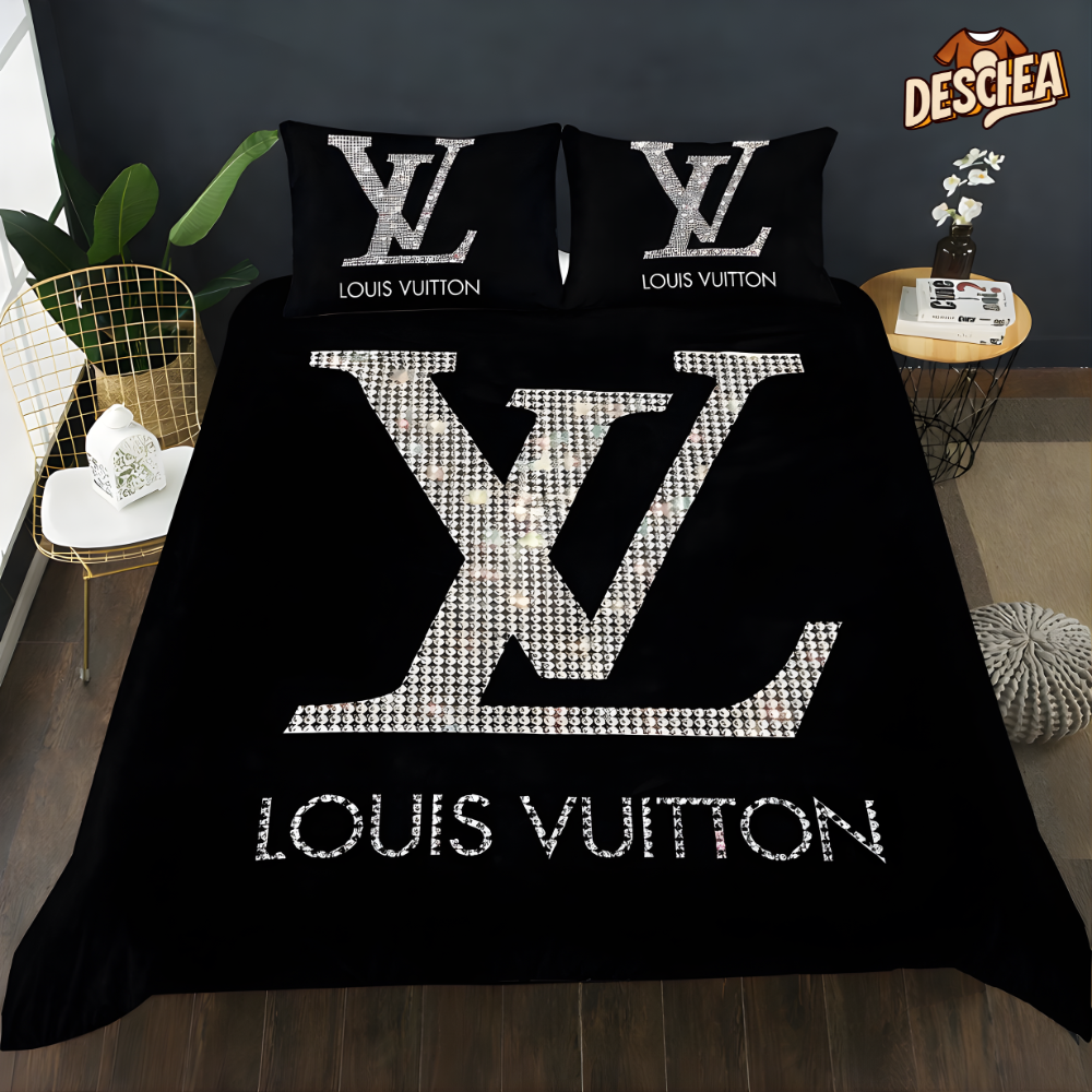 Louis Vuitton Logo Type 1658 Bedding Sets Hyperbeast Bedroom Duvet Premium Fashion Brand Luxury Ideas Covers Sheets Blankets Home Decor