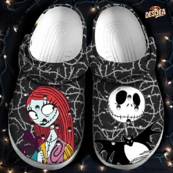 Loving Jack and Sally Surround Thorn Branches Halloween Crocs
