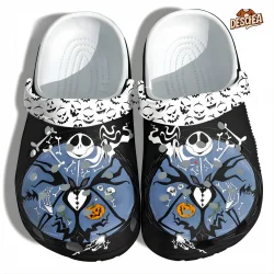 Smooth Jack Skellington and Zero Halloween Crocs, Skull Bone And Pumpkin