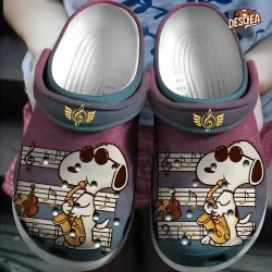 Snoopy Playing Saxophone Music String Peanuts Crocs