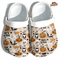 Trick Or Treat Pumpkin Boo Halloween Crocs, Ghost Skull Bat Owl Sticker