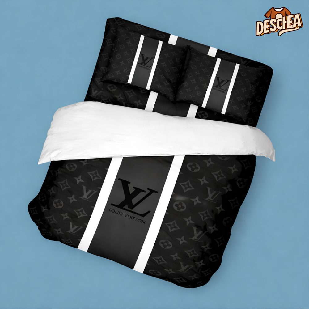 Luxury Lv Louis Vuitton Logo Bedding Sets Duvet Cover Bedroom Luxury Brand Bedding Bedroom