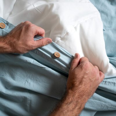 Crinkle Percale Organic Cotton Duvet Cover Set + Shams