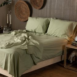 Crinkle Percale Organic Cotton Sheet Set + Pillowcases Deschea NestBedding 506crinklepercalesage.jpg