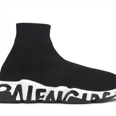 ßalenciaga Speed Graffiti Trainers Black White ßalenciaga Speed Graffiti Trainers Black White