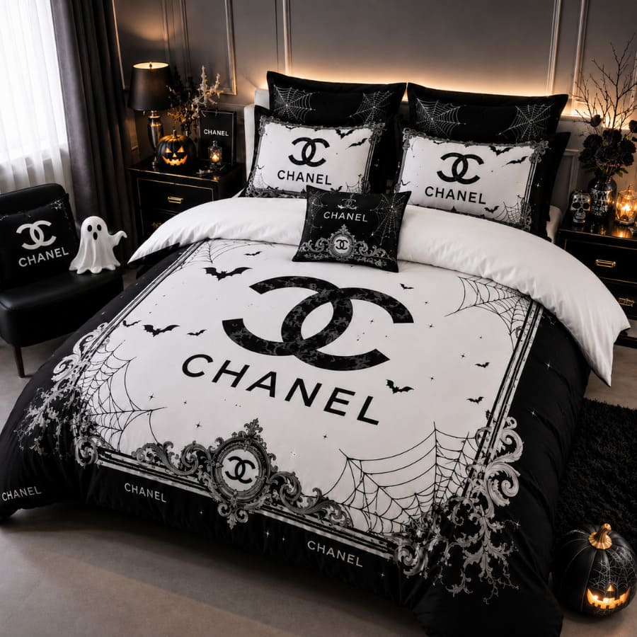 Chanel Halloween Luxury Bedding Set V08 Chanel Halloween Luxury Bedding Set V08