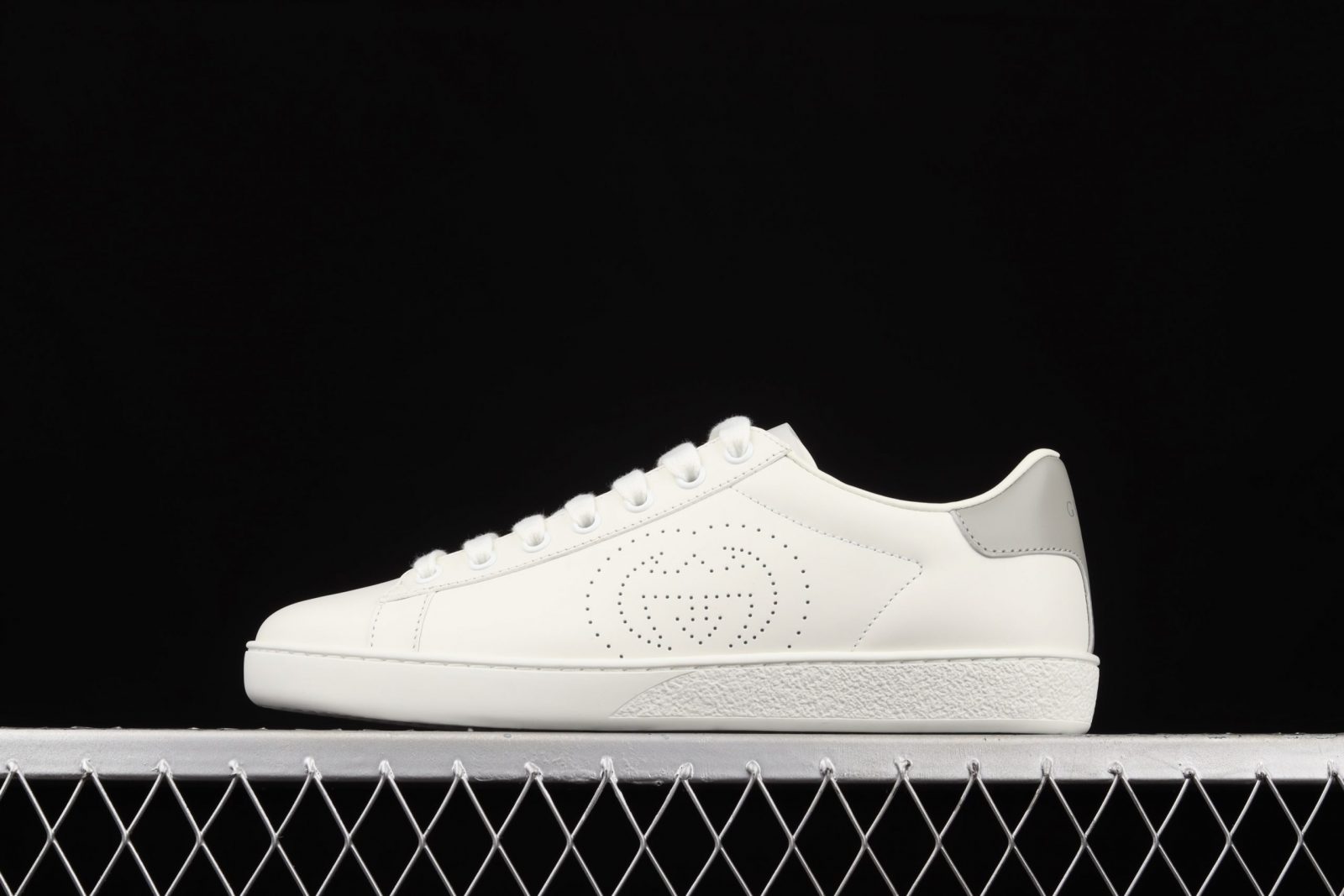 GG Ace Perforated Interlocking G White GG Ace Perforated Interlocking G White