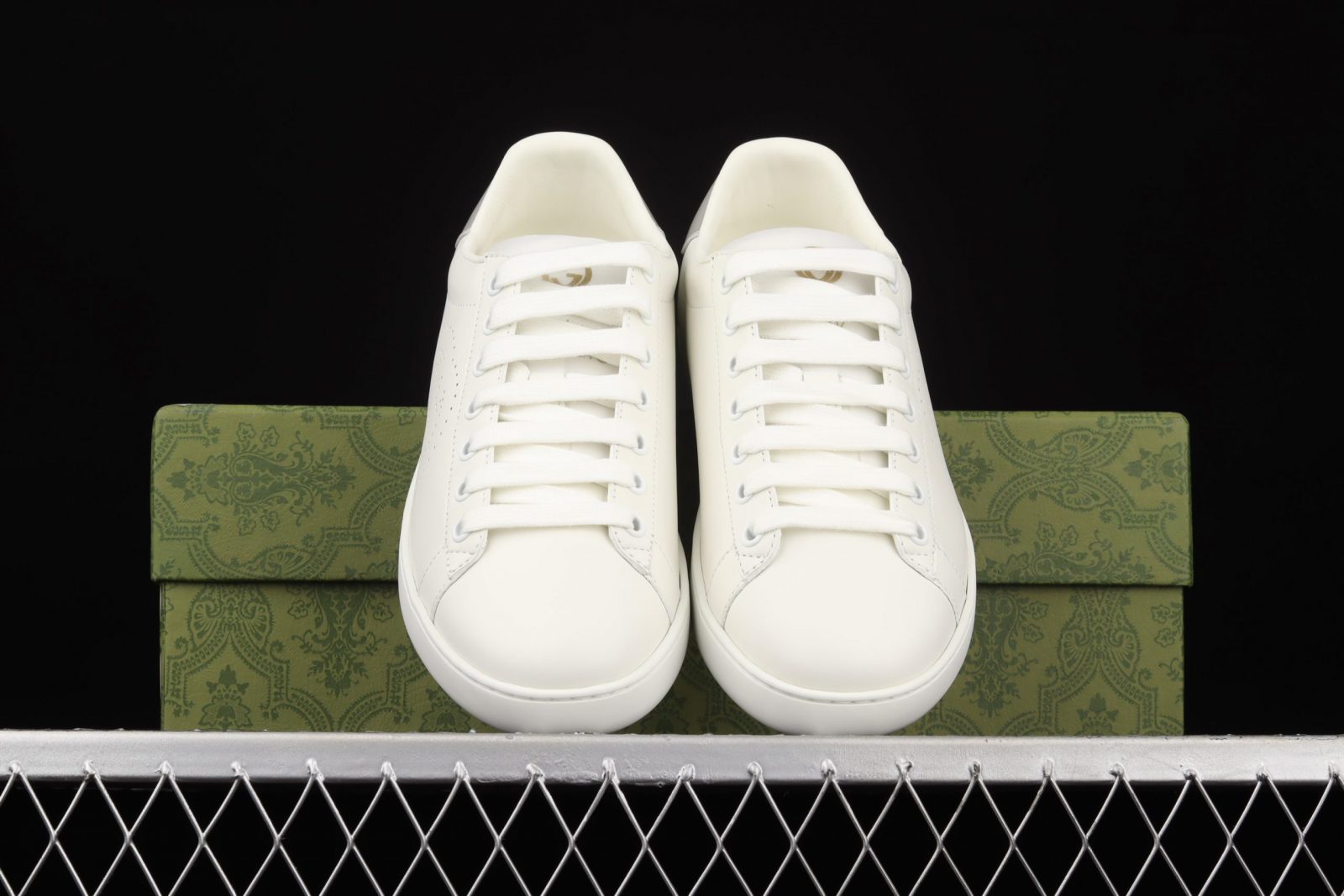 GG Ace Perforated Interlocking G White GG Ace Perforated Interlocking G White