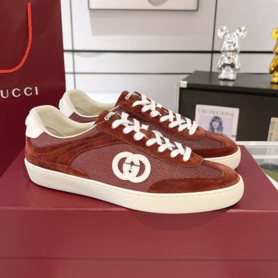 Gucci Interlocking Red White Suede