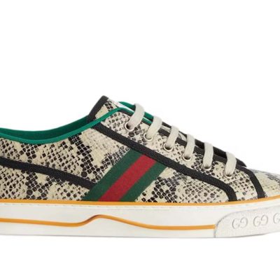GG Tennis 1977 Sneaker Python Skin Beige Black