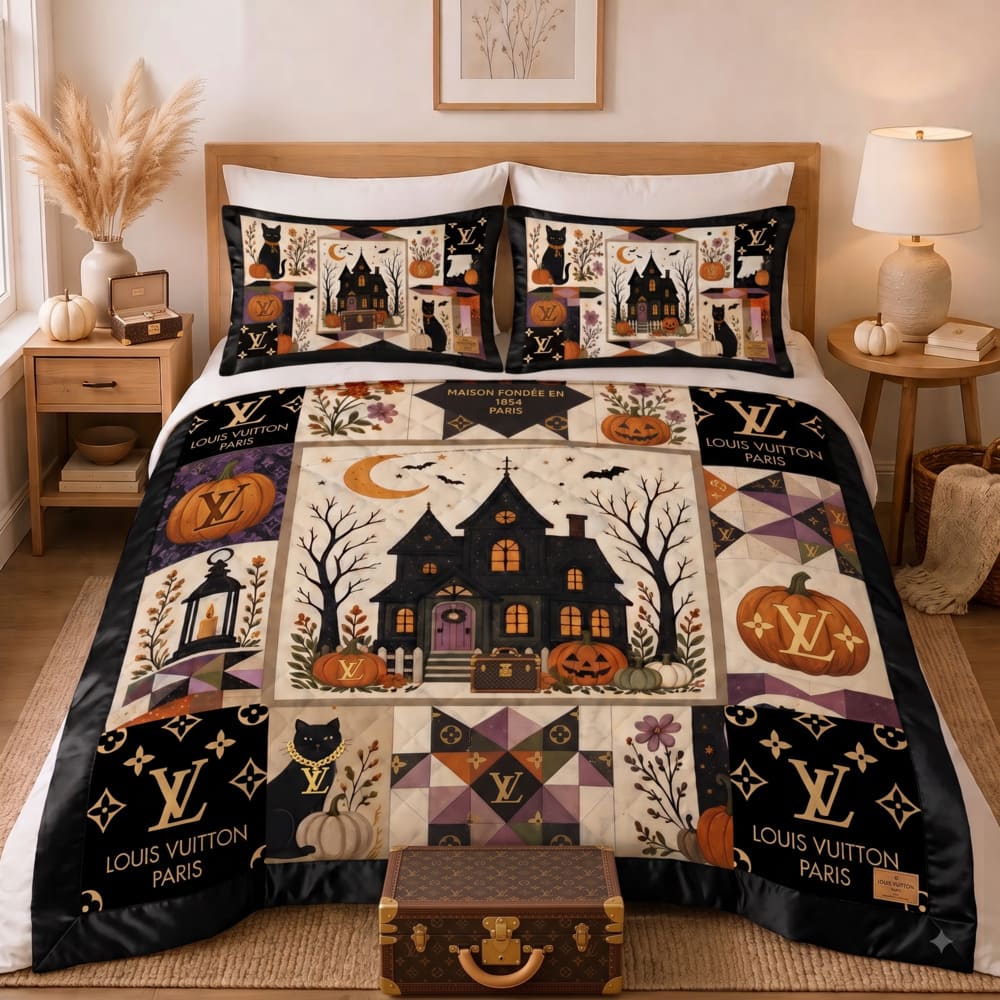 Louis Vuitton Halloween Bedding Set V02 Louis Vuitton Halloween Bedding Set V02