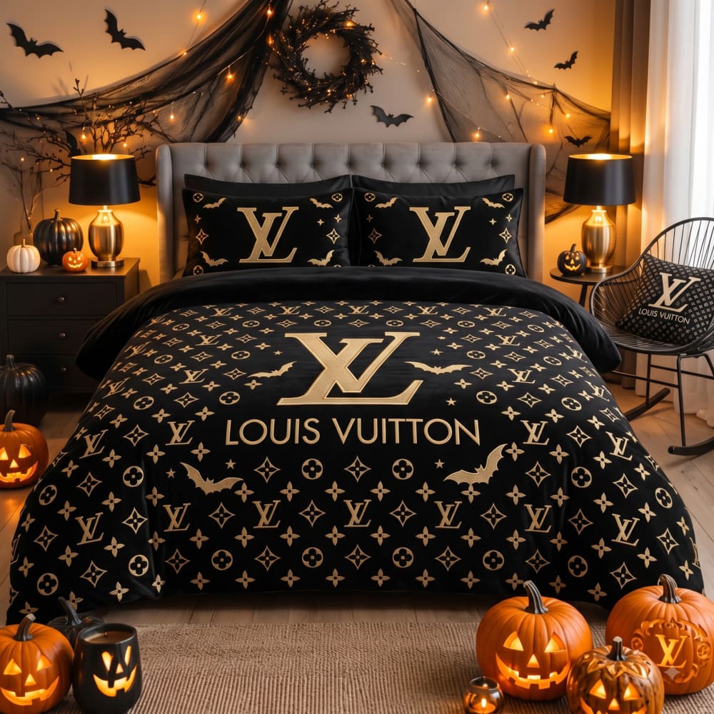 Louis Vuitton Halloween Luxury Bedding Set V07 Louis Vuitton Halloween Luxury Bedding Set V07