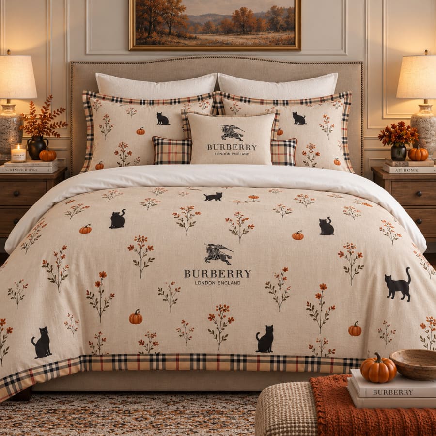 Burberry Halloween Luxury Bedding Set V05 Burberry Halloween Luxury Bedding Set V05