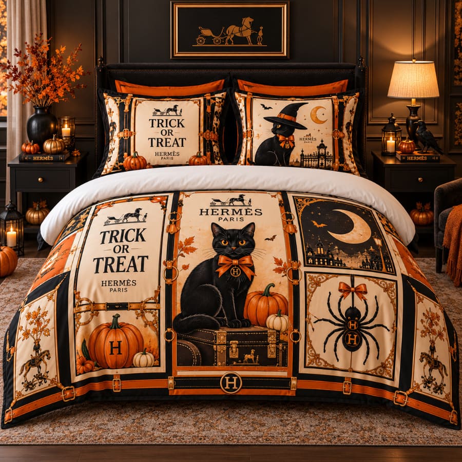 Hermes Halloween Luxury Bedding Set V07 Hermes Halloween Luxury Bedding Set V07