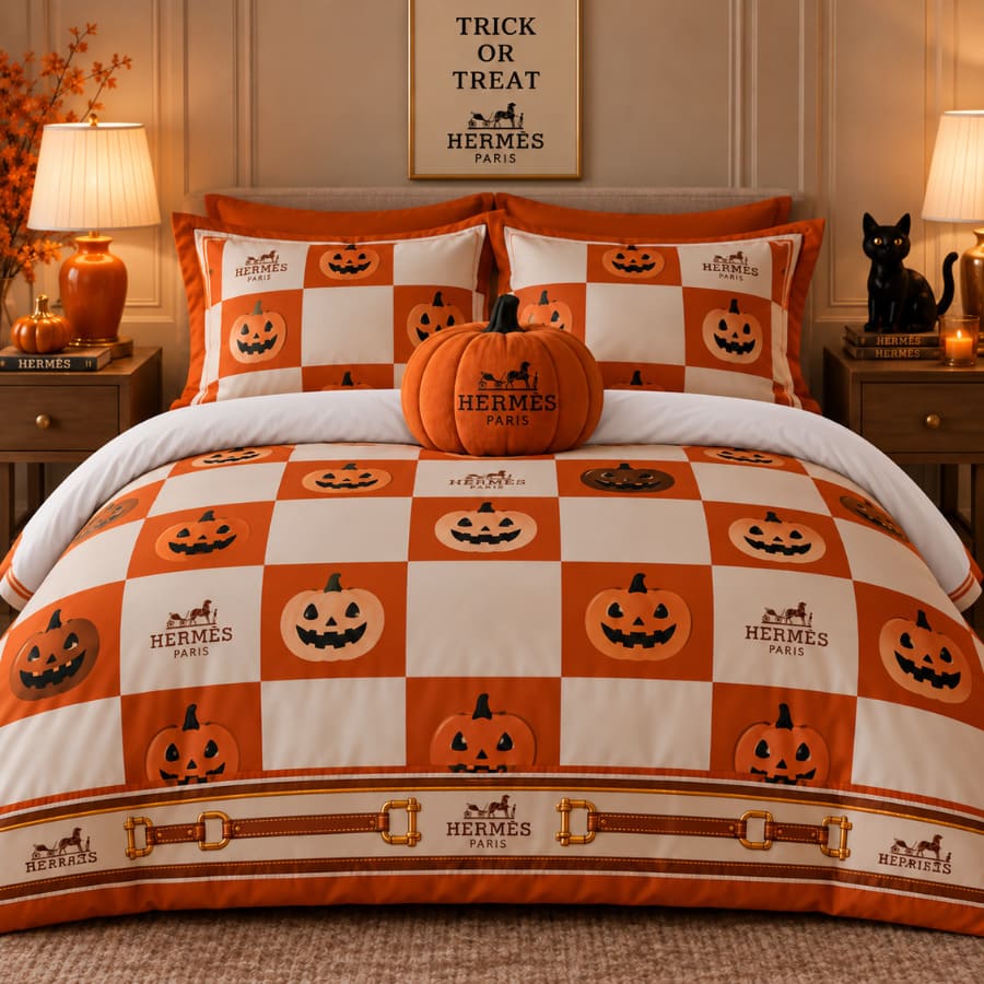 Hermes Halloween Luxury Bedding Set V08 Hermes Halloween Luxury Bedding Set V08