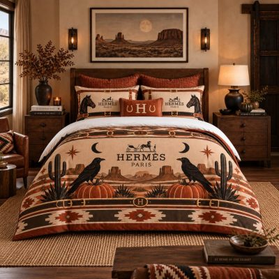 Hermes Halloween Luxury Bedding Set V10