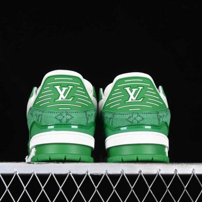 Louis Vuitton Trainer Green Monogram Denim White 4.jpg
