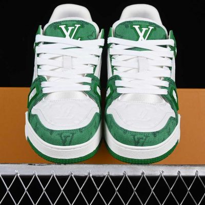 Louis Vuitton Trainer Green Monogram Denim White 5.jpg
