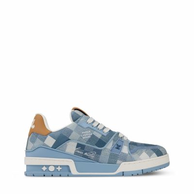 Trainer Sneaker Blue Damoflage grained calf leather