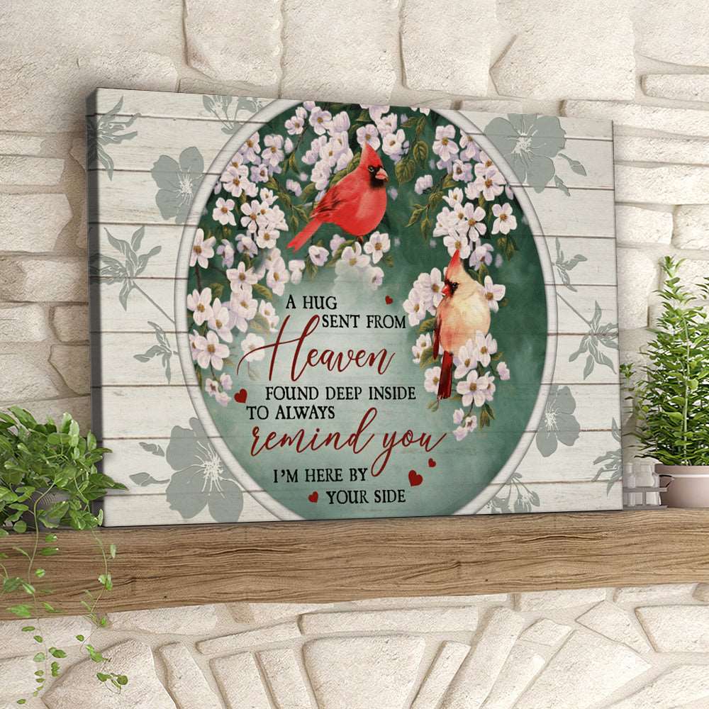 A Hug Sent From Heaven – Cardinal Bird – Christian Canvas Prints – Faith Canvas – Bible Verse Canvas