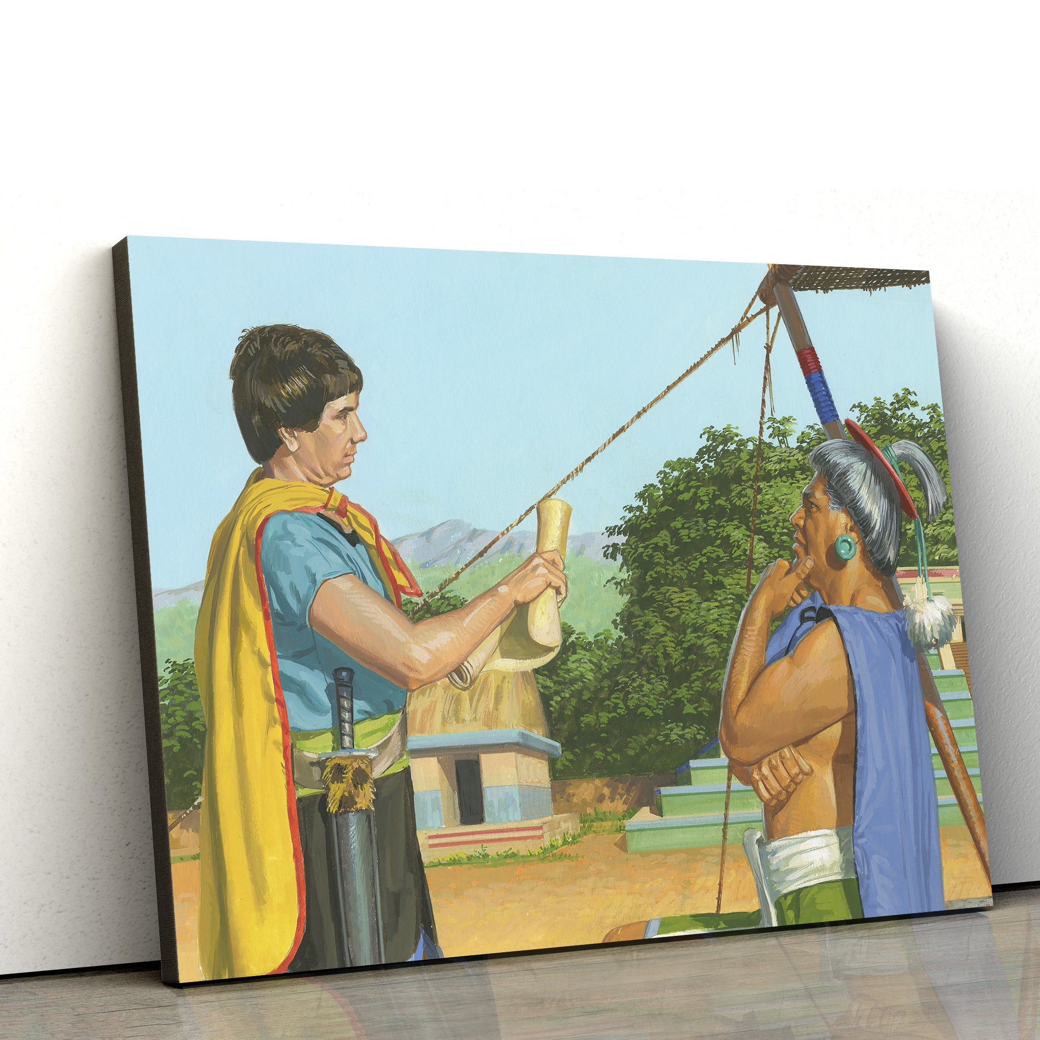 Aaron Reading The Scriptures To Lamoni’s Father Canvas Pictures – Christian Paintings For Home – Religious Canvas Wall Decor