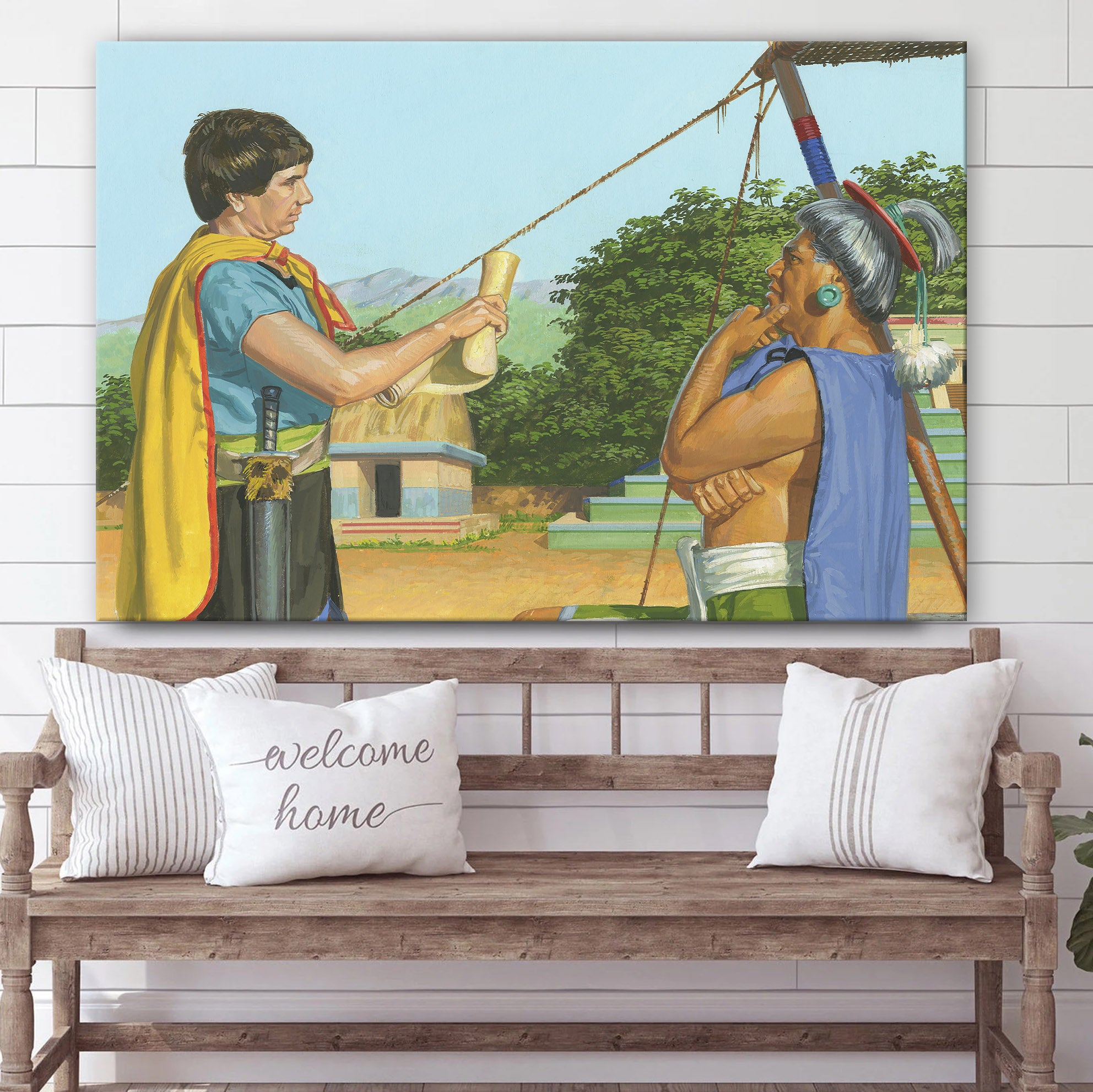 Aaron Reading The Scriptures To Lamoni’s Father Canvas Pictures – Christian Paintings For Home – Religious Canvas Wall Decor