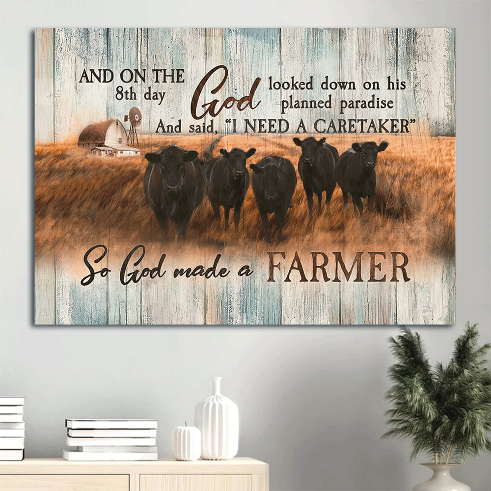 Aberdeen Angus Canvas Tranquil Farm God Looked Down On His Planned Paradise Canvas Wall Art – Christian Wall Decor