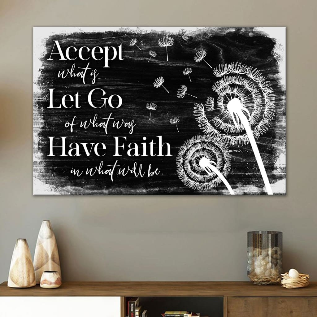 Accept Let Go Have Faith Wall Art Canvas, Dandelion Christian Wall Decor – Religious Wall Decor