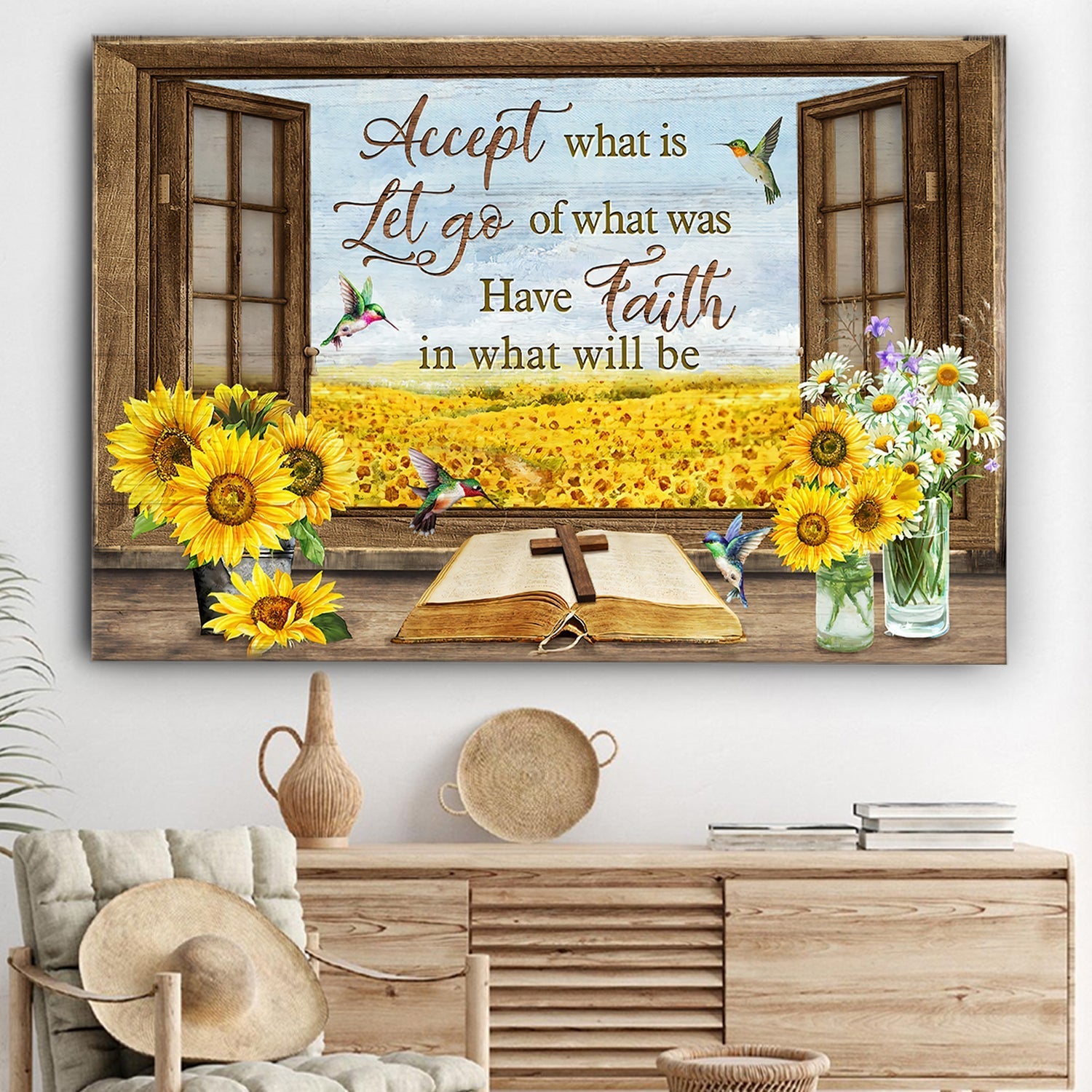 Accept What Is Let Go Of What Was Have Faith In What Will Be Canvas Wall Art – Christian Poster – Religious Wall Decor