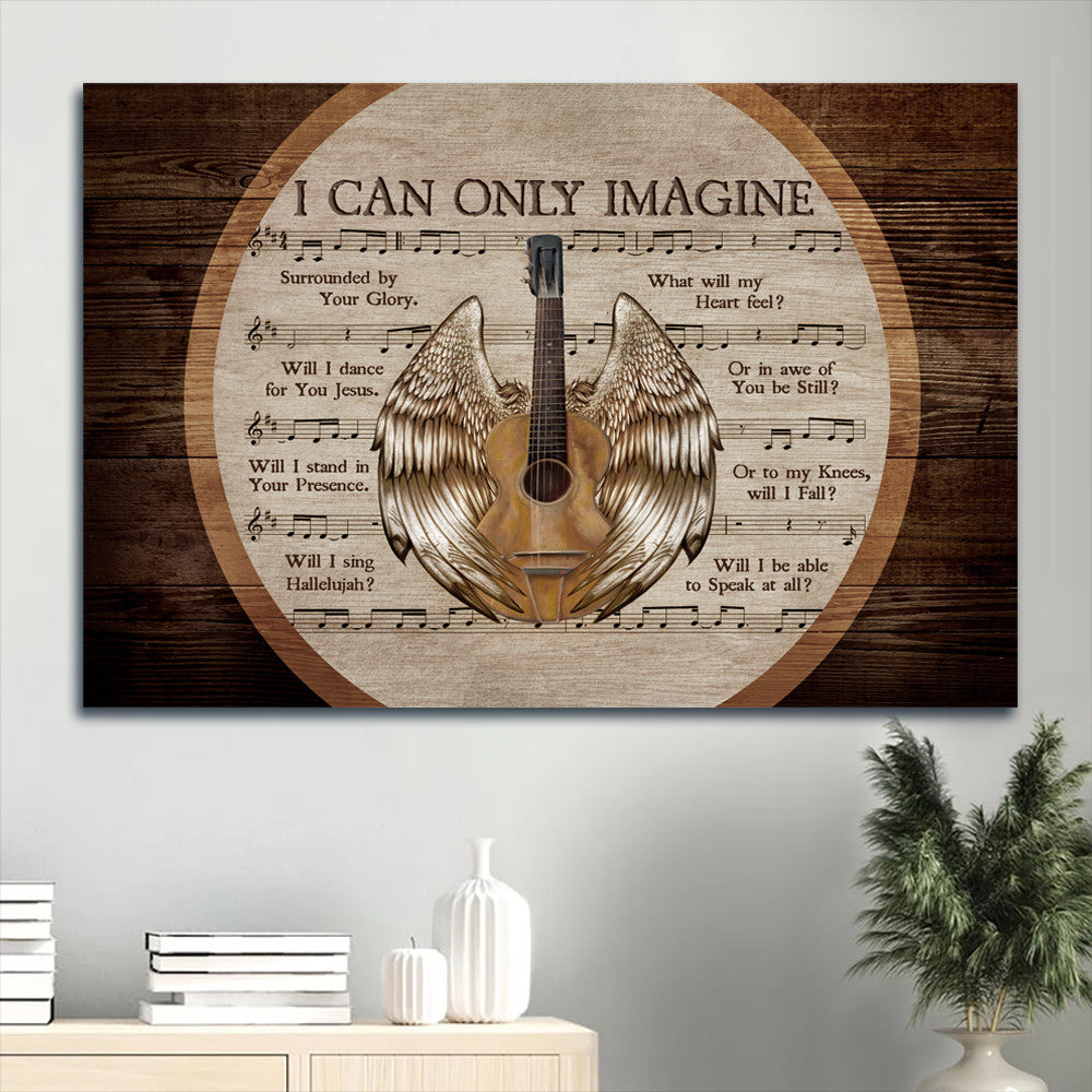 Acoustic Guitar Angel Wings I Can Only Imagine Canvas Wall Art – Christian Wall Decor