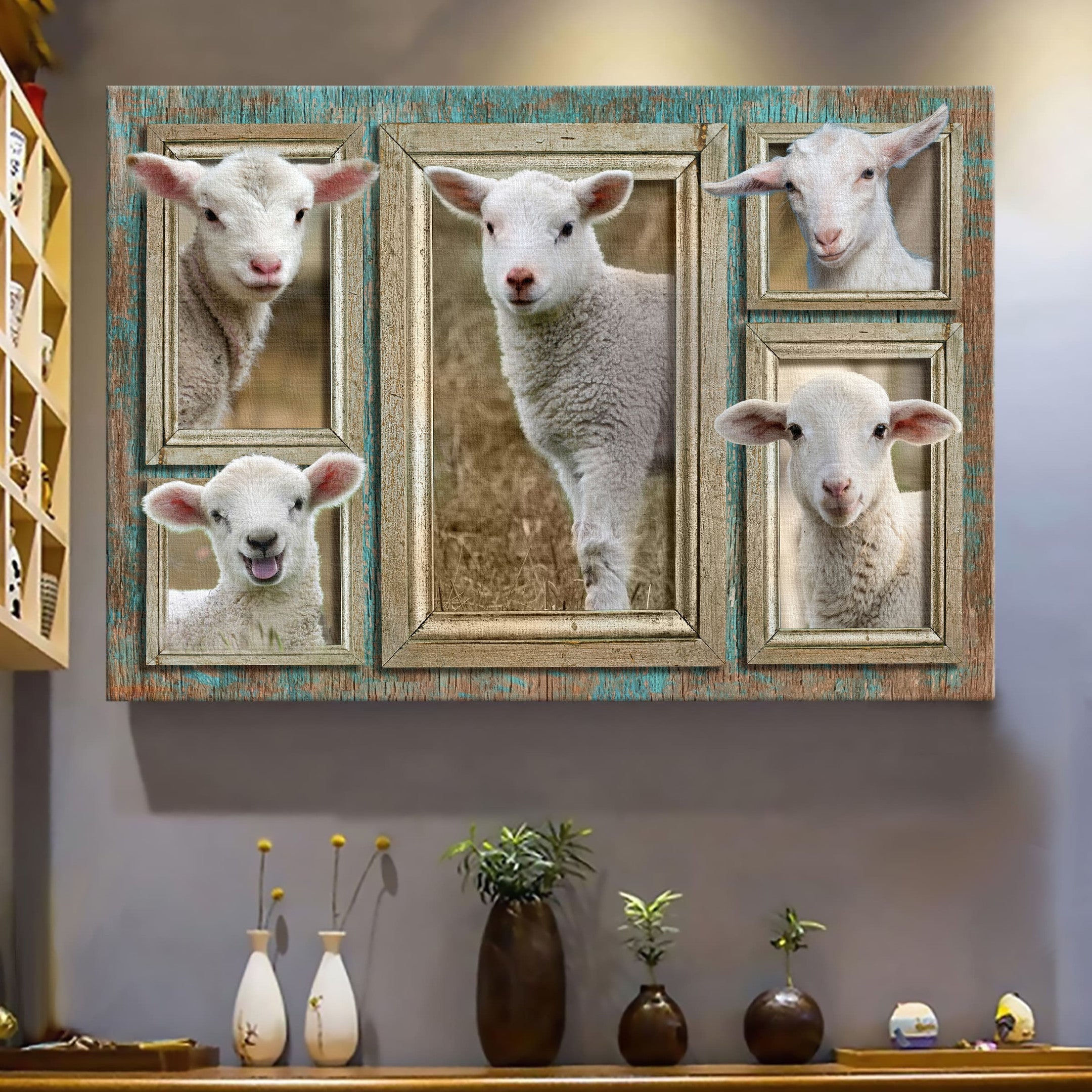 Adorable Lamb Frame Pictures Canvas Wall Art – Christian Wall Decor