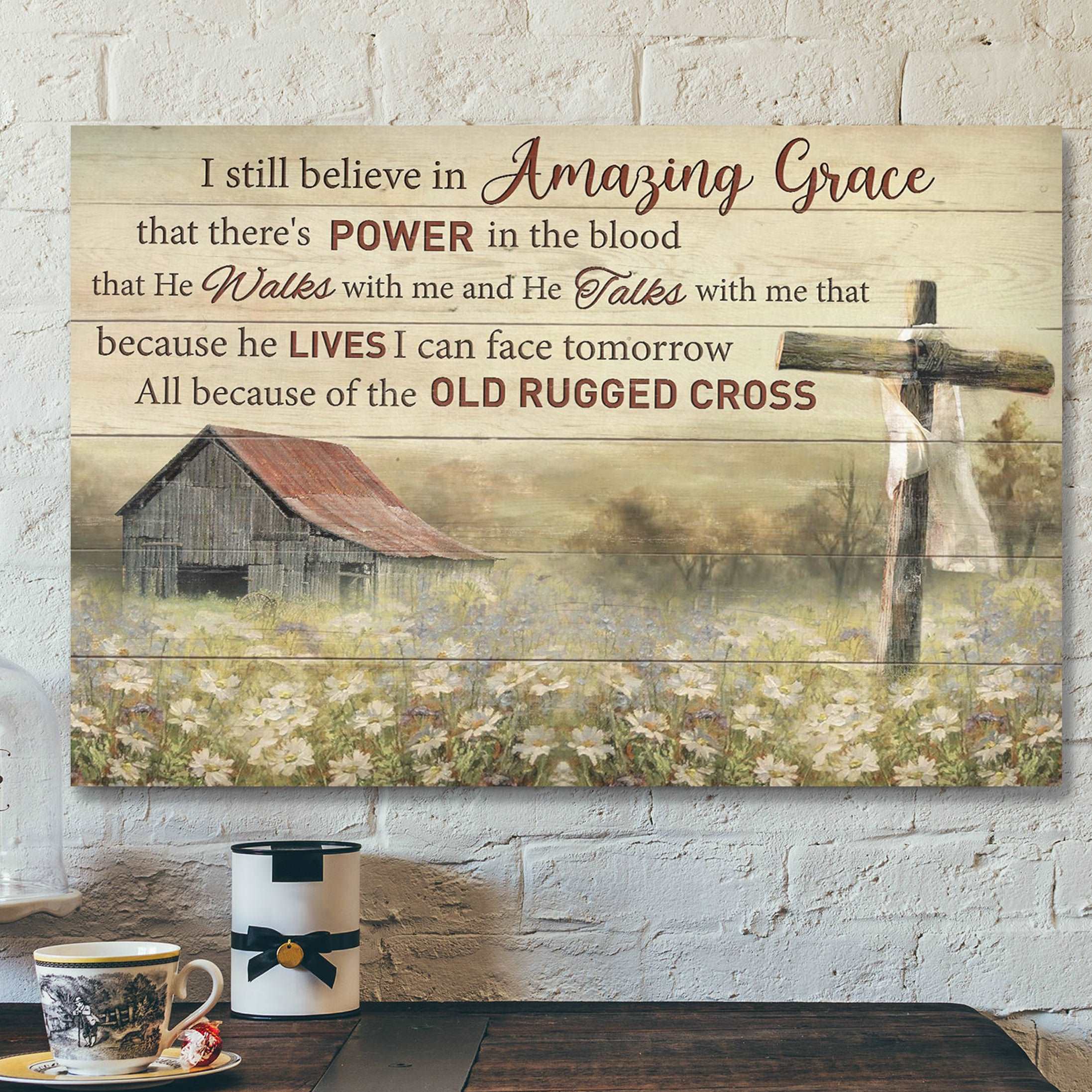 All Because Of The Old Rugged Cross Canvas Wall Art – Bible Verse Canvas – Scripture Canvas Wall Art