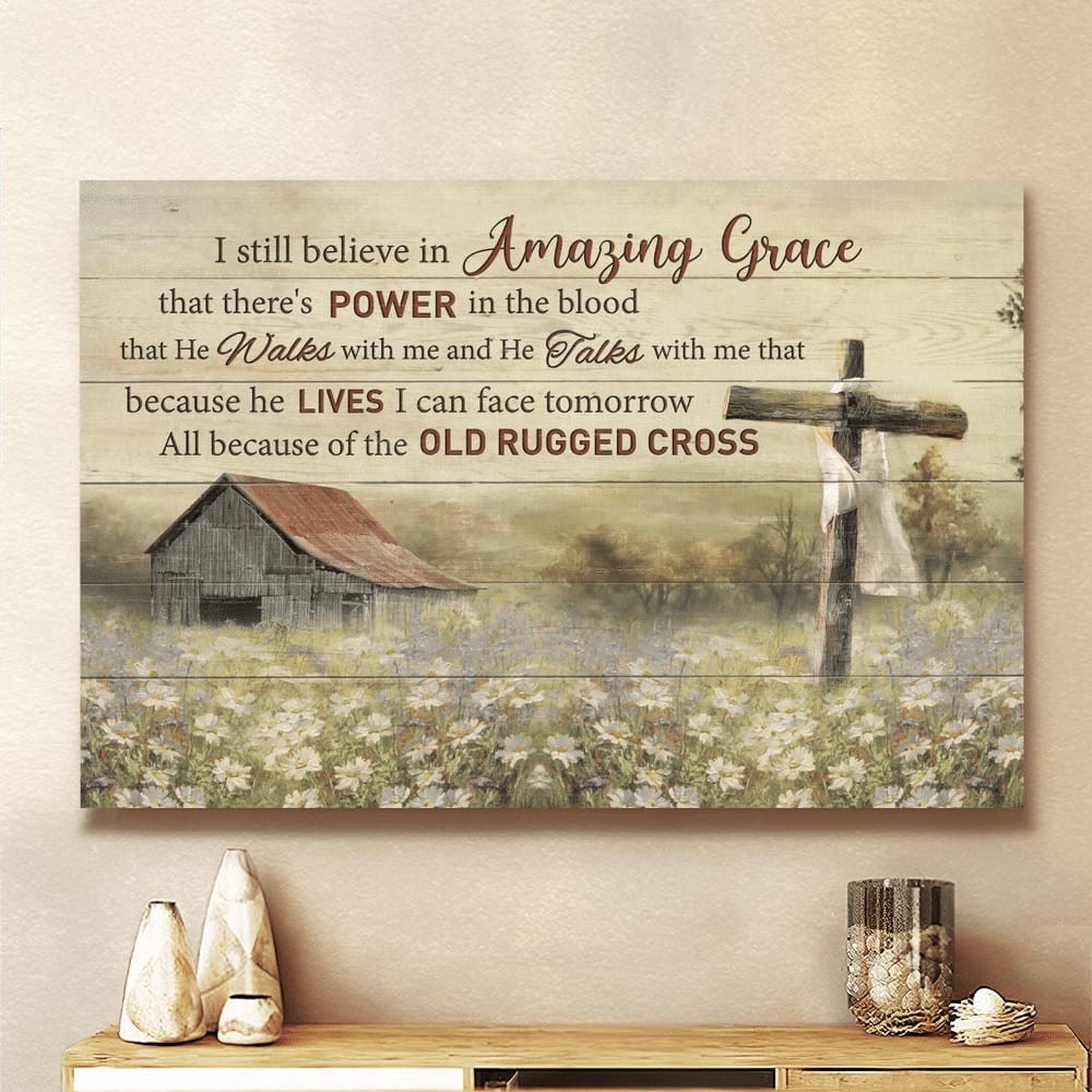 All Because Of The Old Rugged Cross Jesus Canvas Wall Art – Jesus Canvas Pictures – Christian Wall Posters