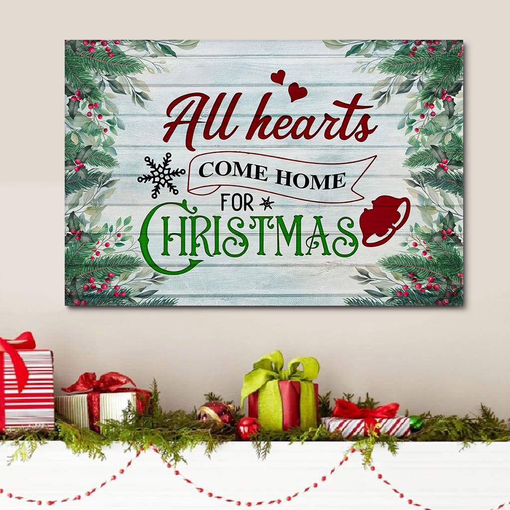 All Hearts Come Home For Christmas Christian Wall Art Canvas Print – Religious Canvas Painting