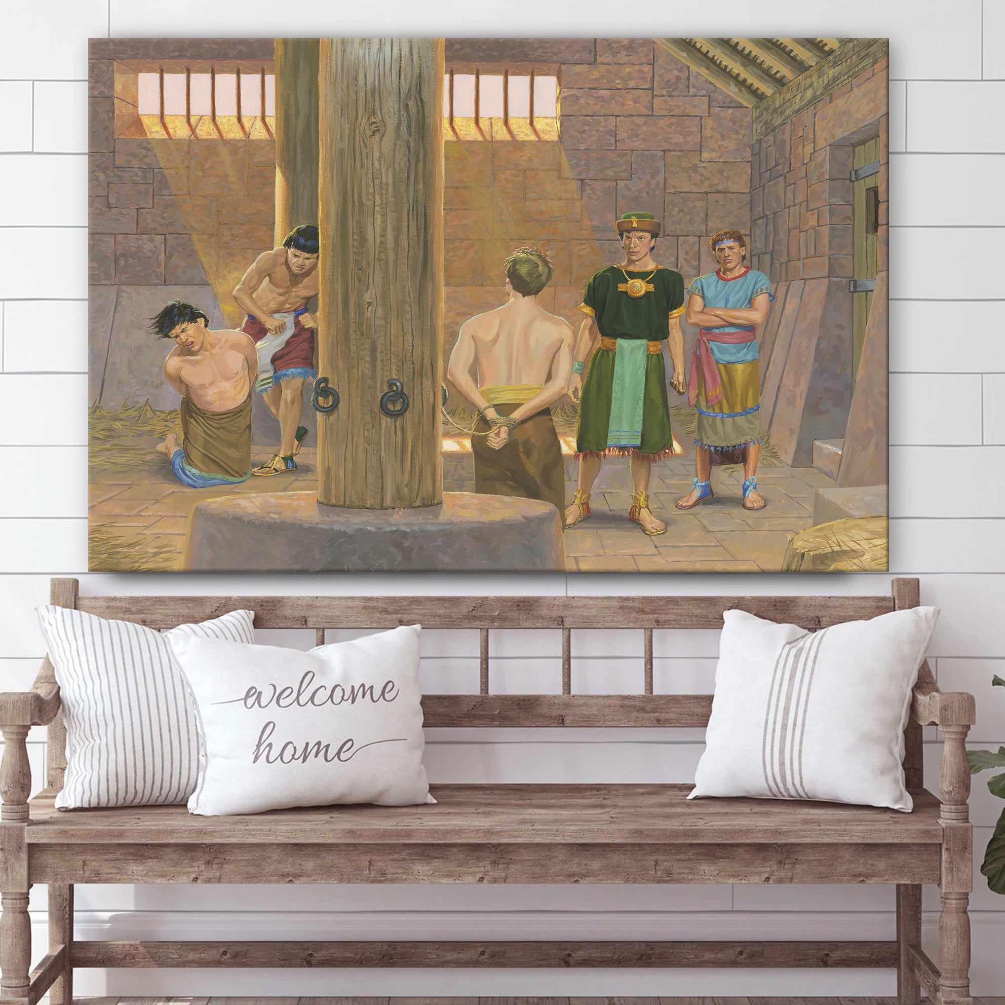 Alma And Amulek In Prison Canvas Pictures – Christian Paintings For Home – Religious Canvas Wall Decor