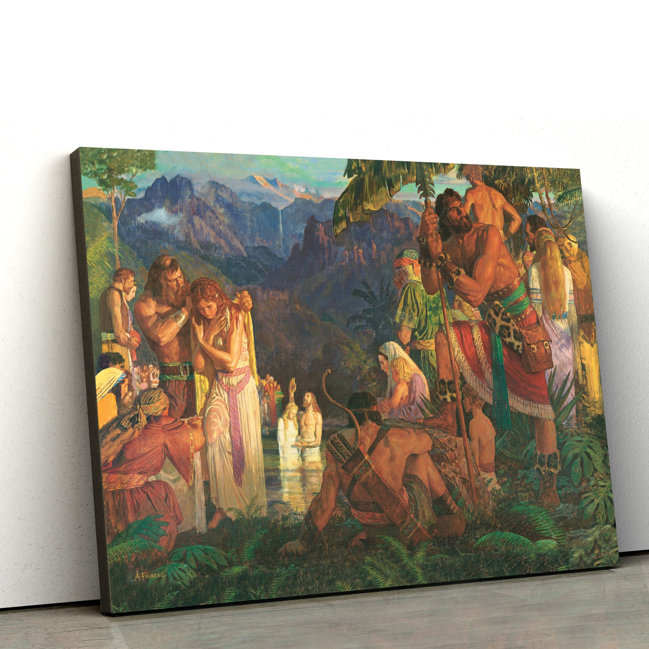 Alma Baptizes In The Waters Of Mormon Canvas Pictures – Christian Paintings For Home – Religious Canvas Wall Decor