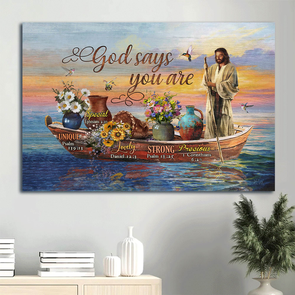 Amazing Boat Gorgeous Flower Pot Awesome Hummingbird God Says You Are Canvas Wall Art – Christian Wall Decor