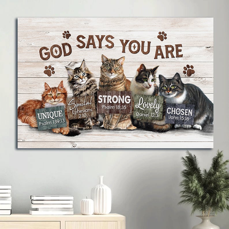 Amazing Cat Gift For Cat Lover God Says You Are Canvas Wall Art – Christian Wall Decor