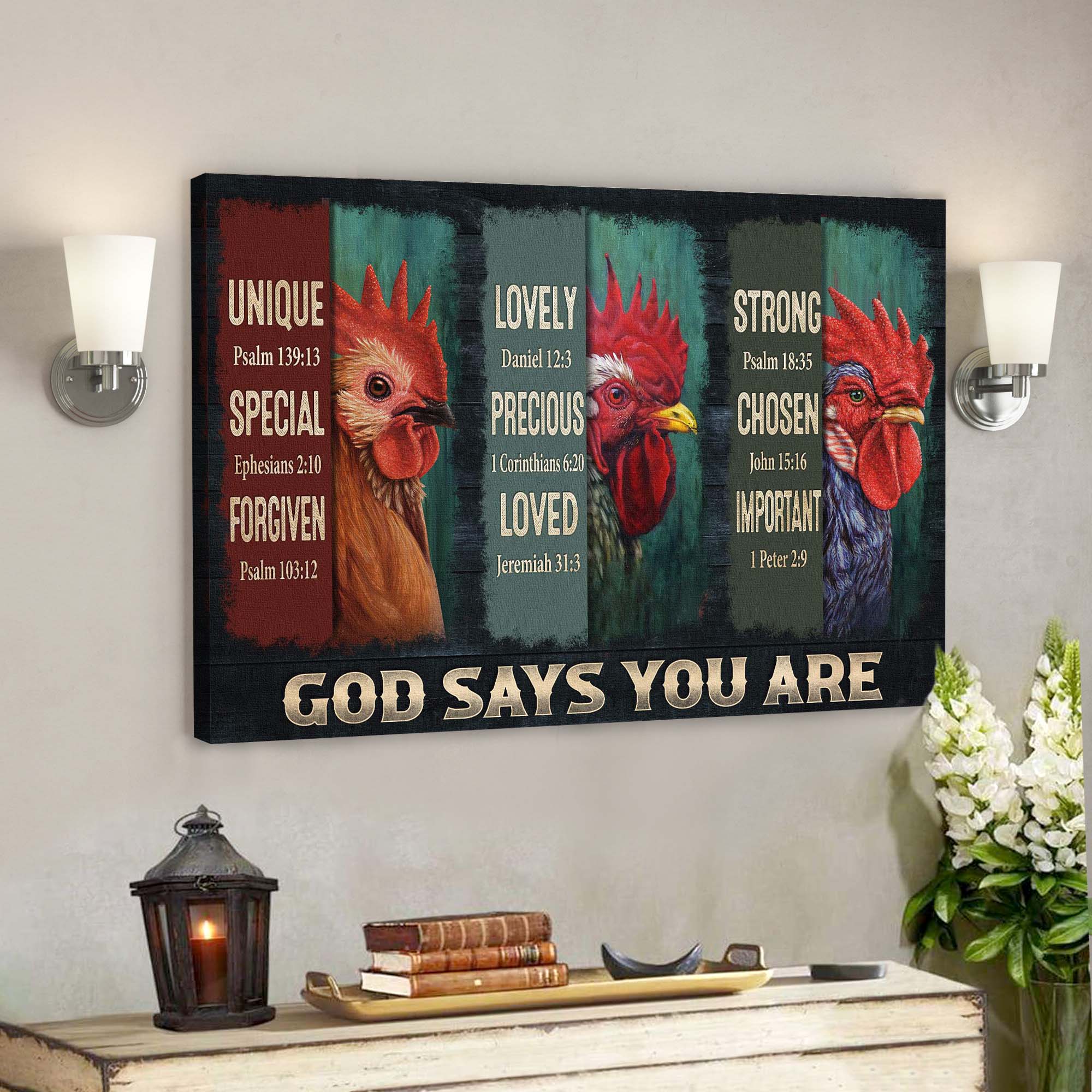 Amazing Chicken – God Says You Are Canvas Wall Art – Bible Verse Canvas – Scripture Canvas Wall Art