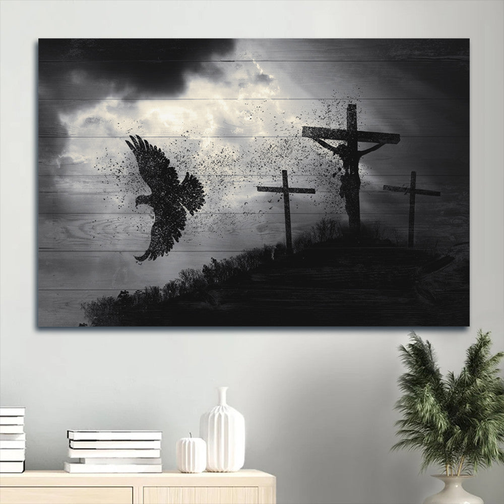 Amazing Dove Baptism Of Jesus Holy Spirit Jesus Christ On The Cross Canvas Wall Art – Christian Wall Decor