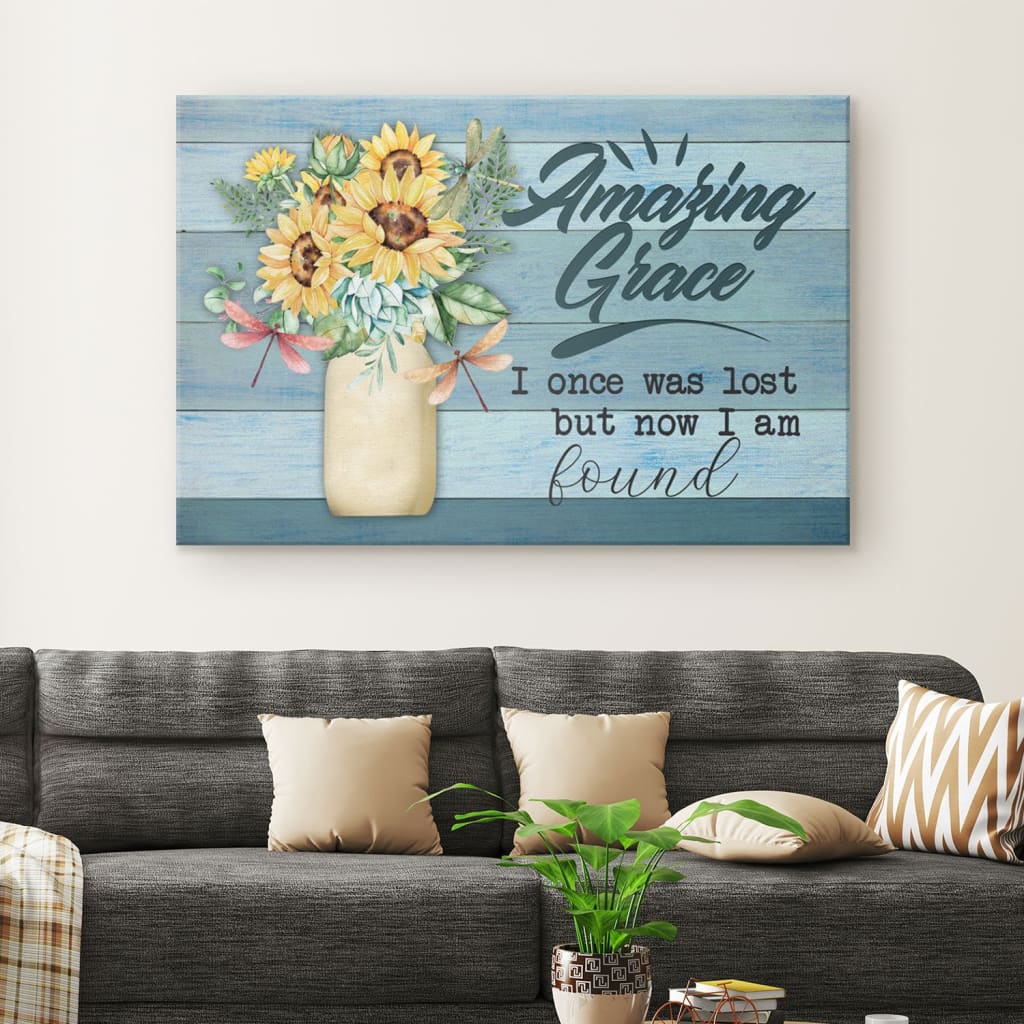 Amazing Grace I Once Was Lost But Now I Am Found Christian Wall Art Canvas Print – Religious Wall Decor