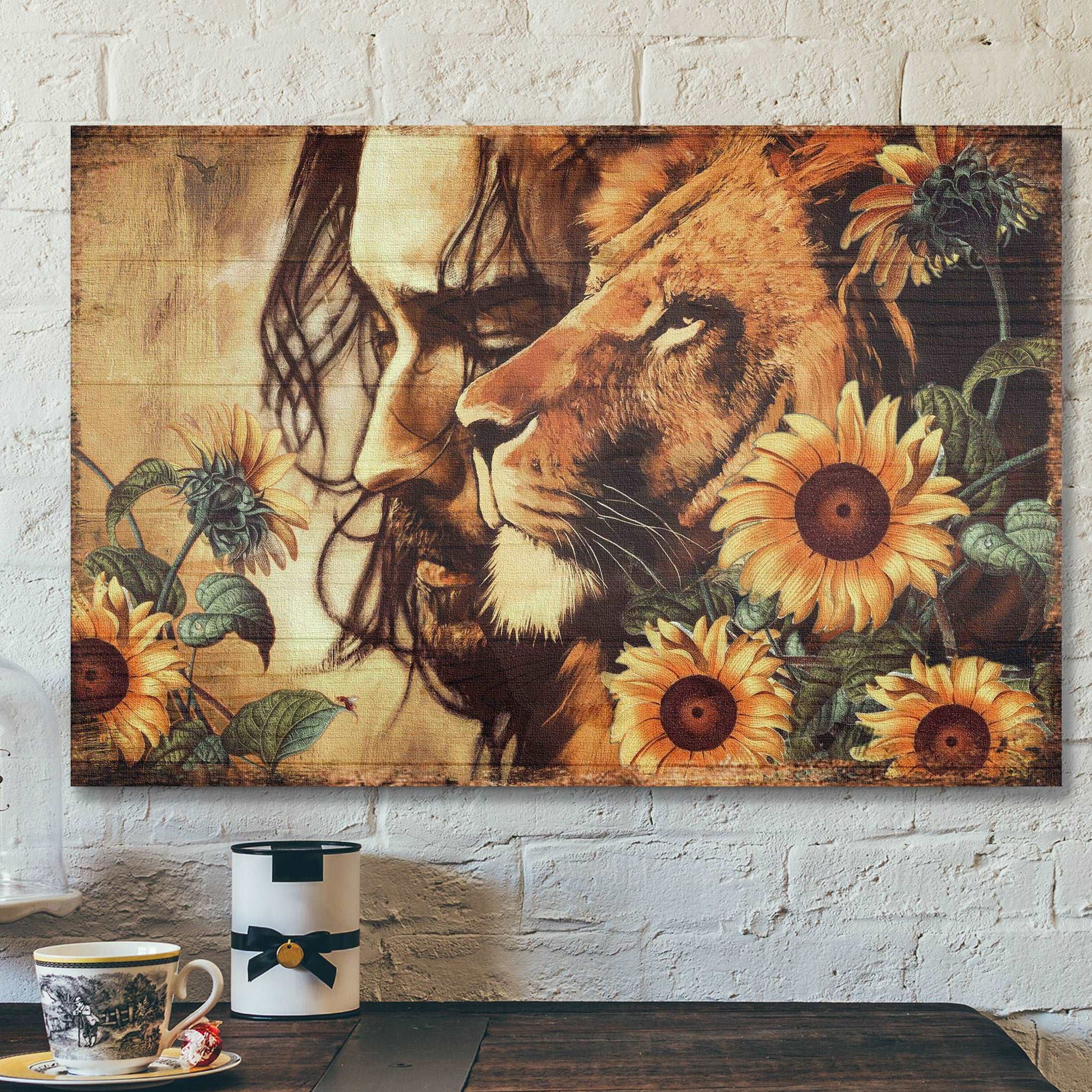 Amazing Jesus – Lion And Sunflower – Bible Verse Canvas – Scripture Canvas Wall Art