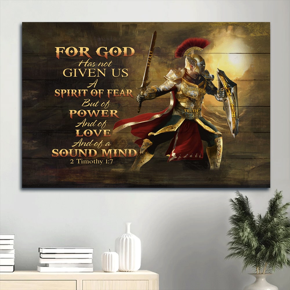 Amazing Knight Drawing Sunset Canvas For God Has Not Given Us A Spirit Of Fear Canvas Wall Art – Christian Wall Decor