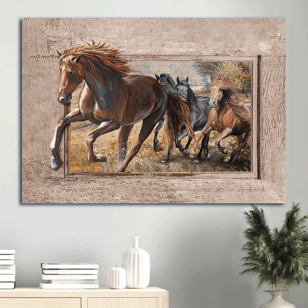 American Quarter Horse Running Horse Meadow Land Canvas Wall Art – Christian Wall Decor