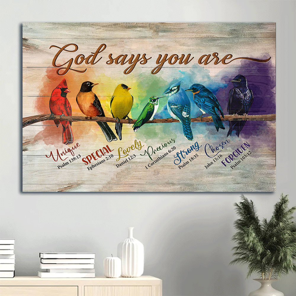 And Believer God Alluring Bird Paintings God Says You Are Canvas Wall Art – Christian Wall Decor